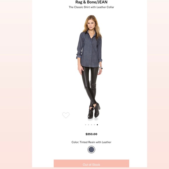 Rag & Bone The Classic Shirt with Leather Collar - Picture 10 of 10